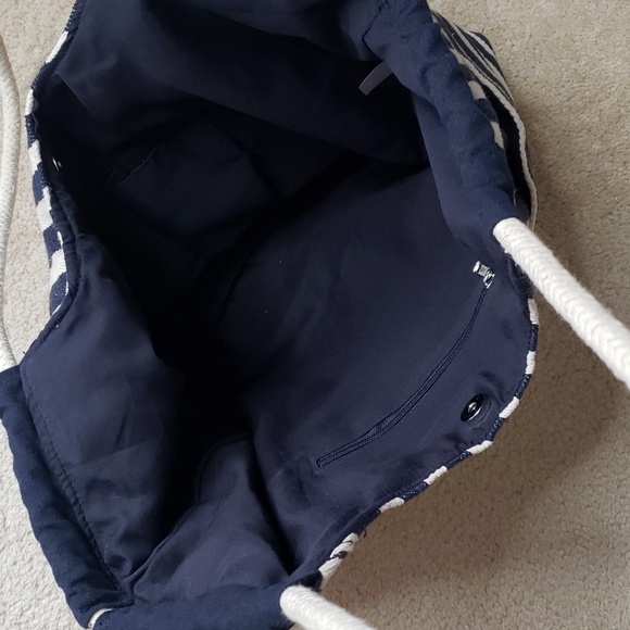 NWOT Striped Canvas Beach Tote Bag - Picture 6 of 7